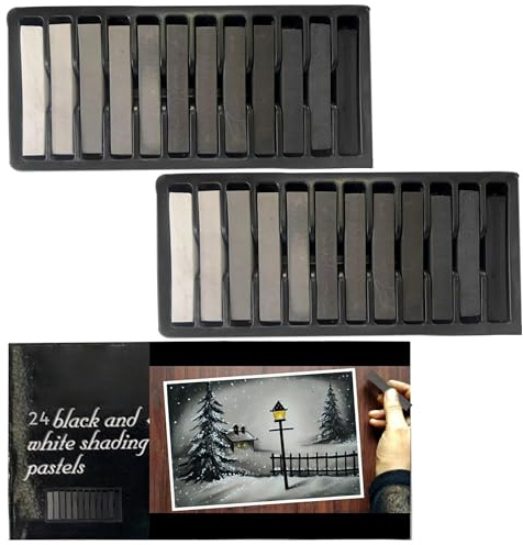 Nature Cool Set of 24 Grey Soft Pastels for Artists - Chalk Pastels for Art Drawing, Scrapbooking - Chalk Pastels Ideal for Kids, Beginners, Teachers, and Professional Artists