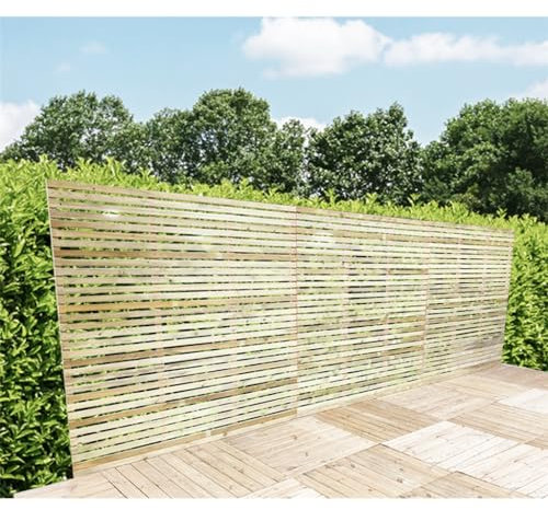 6FT (1.83m) Horizontal SLATTED Pressure Treated 12mm Tongue & Groove Fence Panel - 1 Panel Only