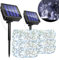 Solar Lichterkette Aussen, 2x12M 120LED Solarlichterkette Aussen, Wetterfest 8 Modi IP65 Wasserdicht Kupferdraht, Solar Lichterkette für Garten Zaun Terrasse Baum Hof Party Weihnachten Deko(Kaltweiß)