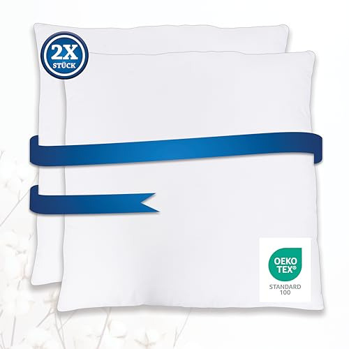 Halley Bedding Cuscini in microfibra 3D di alta qualità, 100% cotone, 80 x 80 cm, set da 2 (imbottitura da 1200 g), ergonomici e di supporto, comfort per collo e colonna vertebrale, traspiranti e