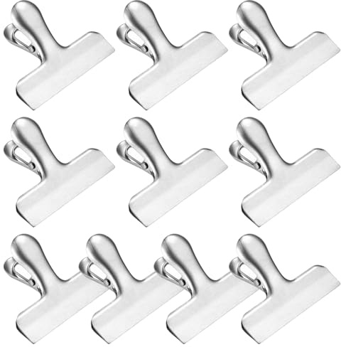 10 Piezas Pinzas Bolsas Alimentos, 78 mm Clip para Bolsas de Alimentos, Clip de Sellado de Metal, Pinzas Cocina Bolsa Acero Inoxidable, Cips para Bolsa de Comida Cocina Armario Oficina Escuela