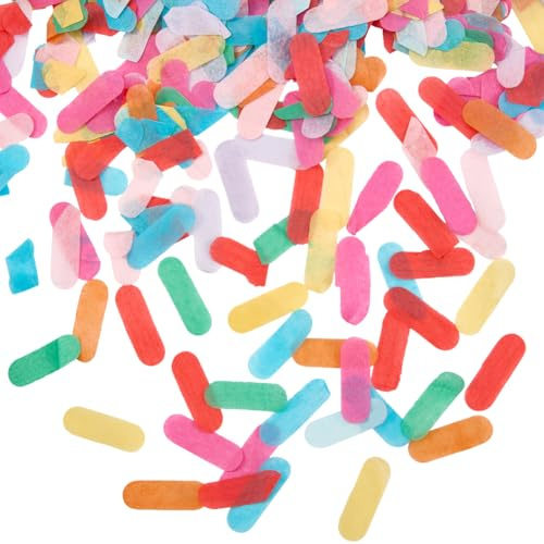 SOFPLATE 1 Caja de Confeti de Papel de Seda Arcoíris de 100g Y 11 x 30mm Tiras Ovaladas Decoraciones para Mesas de Fiesta Confeti de Colores Suministros para Esparcir para Cumpleaños Bodas Despedidas