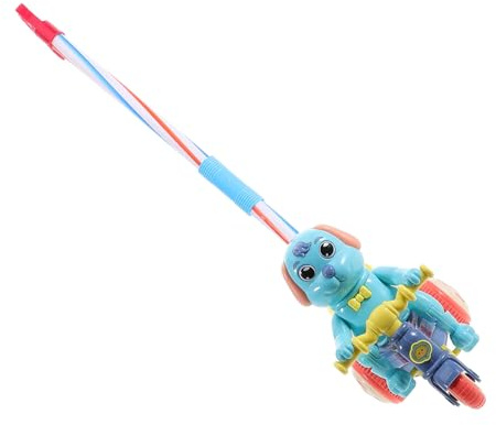FRCOLOR Andador para Ñiño Niño Pequeño De 3 Ruedas, Juguete para Empujar Forma De Perrito Azul, Altura Ajustable, Música y Luces, para Favorecer Primeros Pasos y Aprendizaje Caminando