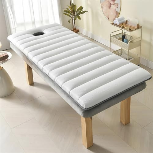 ZJIQOH Materasso Pieghevole Salone Di Bellezza In Memory Foam, Coprimaterasso Spesso Morbido con Foro Di Respirazione, Topper Traspirante per Spa(White,185 x 70 x 4 cm)