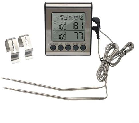 Termómetro de barbacoa con retroiluminación, termómetro digital de carne para parrilla, sonda de temperatura para cocinar carne de res, pollo, cerdo, cordero, pavo (doble sonda)