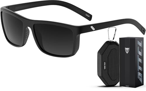 ATTCL Square Polarized Sunglasses for Men: Ultra-Light TR90 Frame UV400 Protection Sun Glasses for Fishing Driving Black 2533