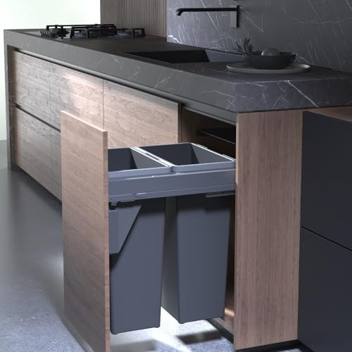 FittingsCo Under Counter Pull-Out Waste Bin – 70L (2 x 35L), Side Mounted Soft Close, Fits 500mm Cabinet
