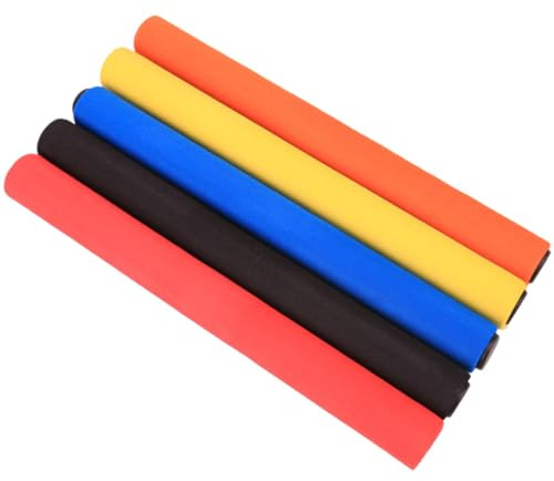 Milisten Lot de 5 Bâtons de Relais Souples Revêtement en Éponge Antidérapant, Colorés, Légers et Solide pour Courses D’athlétisme Garçon et Filles, Équipement Sportif Extérieur