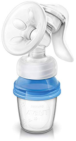 Philips Avent SCF330/13 - Extractor de leche manual, con cojín masajeador y 3 vasos de almacenamiento