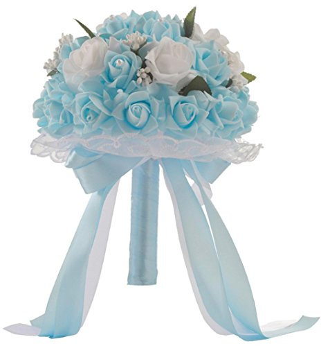 Dinglong Bouquet De Mariée Mariage Artificielle Fleurs, Bouquet de Mariée, Mariée Bouquet Demoiselle d'honneur Faux Rose Bouquet De Mariée Fleurs artificielles avec Strass pour Mariage
