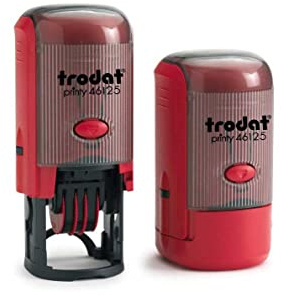 Trodat - Printy 46025 - Sello personalizado redondo con texto deseado, aquí mismo en línea, color negro de la caja - sello de dirección - sello de empresa - con texto deseado - 25 mm -