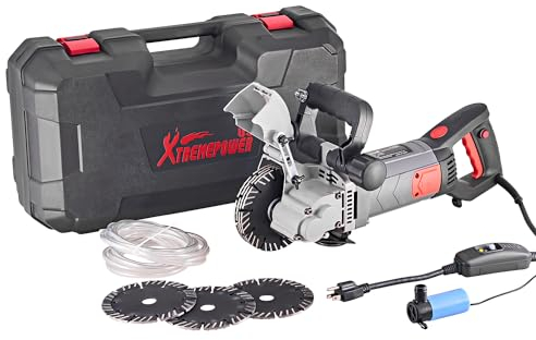 XtremepowerUS 3000W Wall Chaser Cutting Machine Wall Brick Granite Marble Concrete Water Line w/Infrared Sighting (Slotting Machine) w/Case