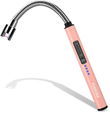 Candle Lighter Electric Arc Lighter with USB Rechargeable Battery Plasma Flameless & Windproof Lighters Double Safety Switch (Rose Gold)