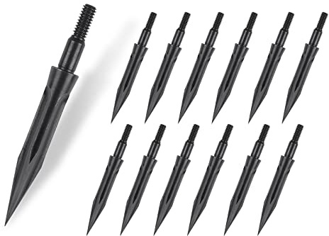 NIKA ARCHERY 12 Pièces Pointes de flèches 125 Grains Pointes Larges tir à l'arc Pointes métalliques Fixes pour flèches flèches arbalète flèches arbalète Cible Chasse