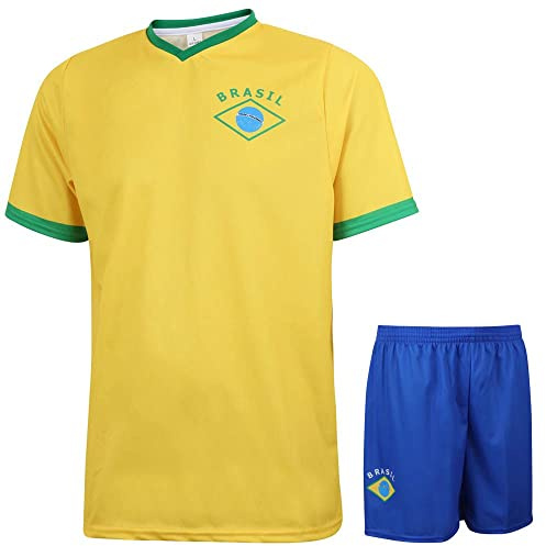Brasilien Fotbollströja Hemma - Barn och Vuxna - Pojkar - Fotbollsutrustning - Fotbollspresenter - Sport-T-shirt - Sportkläder - Storlek 164