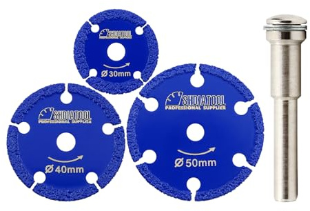 SHDIATOOL Mini Metal Cutting Discs 30/40/50mm Diamond Saw Blades 6mm Shank | Small Diamond Cut-off Wheel 1mm Thickness, for Metal, Iron, Alloys, Bolts, Screws for drill and Rotary Tool