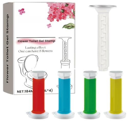 4-Pack Toilet Cleaning Gel Stamps - Aromatic Bathroom Air Freshener - Refreshing Flower Scent - Long-Lasting Fragrance - Keep Your Toilet Clean and Fresh