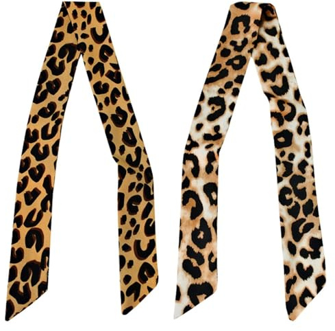 2 Pieces Of Leopard Print Silk Scarf, Retro Neck Scarf, Creative Hair Accessories, Women'S Clothing Accessories, Packaging Accessories.