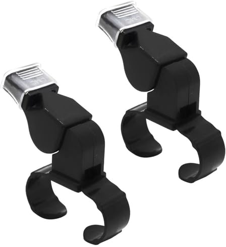 MNFPSJB 2PCS Sports Whistles with Finger Grip, Loud Crisp Sound Referee Whistles, Black Handheld Whistles for Football Basketball Netball Training Outdoor Camping Emergency