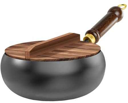 Padella in ferro senza rivestimento, Padella in ferro giapponese, Bienll Giapponese in ferro, pentola forgiata a mano, non bastone pentole non rivestite wok utensili da cucina (28 cm)