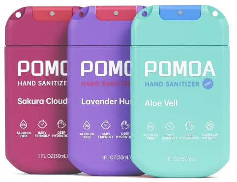 POMOA Alcohol Free Hand Sanitizer Spray for Kids, Toddlers & Adults, 3 Pack