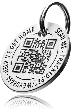 Deep Engraved Stainless Steel Smart QR Code On-line Pet-ID Tag & Custom Engraving