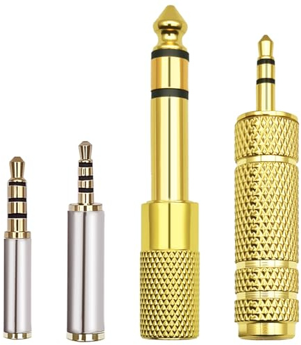 4 Pack Audio Adapter Kit, Headphone Jack Adapter 1/8 Male to 1/4 Female & 1/4 Male to 1/8 Female + 3.5mm to 2.5mm & 2.5mm to 3.5mm Adapter, Stereo Jack Converter for Headphone,Guitar Amplifier,Mic