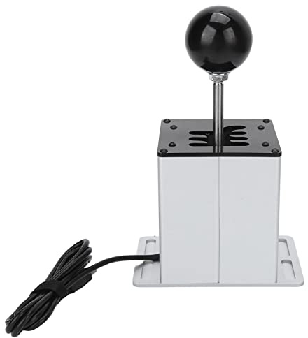 Tomantery USB H Shifter för, T300-kompatibilitet, USB-simuleringsspel Shifter för ATS ETS Dust WRC Sim Racing-spel, Aluminiumlegering, Rostfritt Stål, Vit, 6+R-växel för PC USB