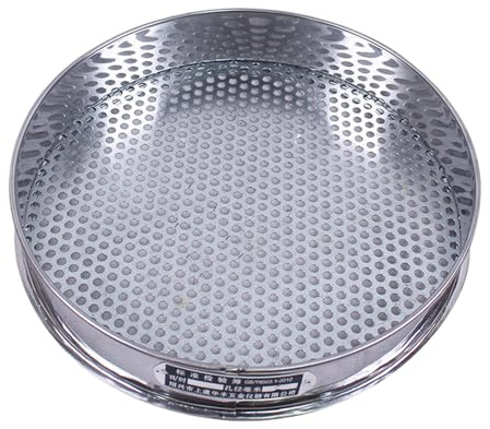 Criba Para Suelo | Pan De Tamizado De Acero Inoxidable Con Diámetro De 20 Centímetros,Malla de Criba de Roca con Agujeros Redondos de 7.5 mm,Para Harina de Habas y Uso en Exteriores en Hogar o