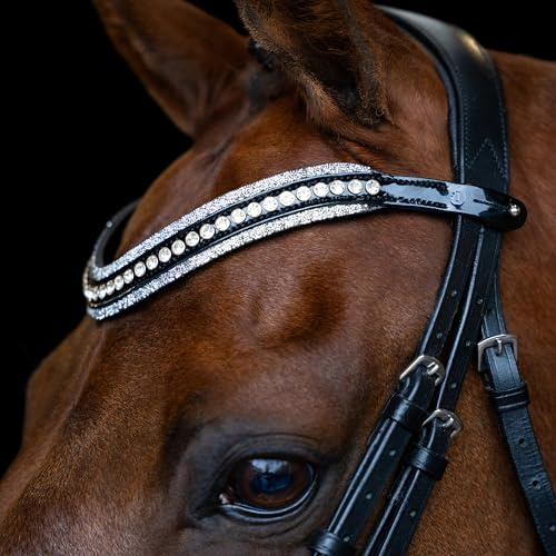 Imperial Riding pannband IRH Maxima, pannband av läder med glasstrass och pennlås, kristall, ponny