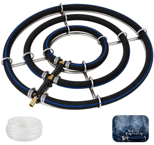 ZLLZPZD Aérateur Double Anneau 35cm – Diffuseur Oxygène avec Tuyau 9mm 5m | Bulleur pour Bassin et Aquarium, Réduit les Algues et les Mauvaises Odeurs,Installation Simple au Fond sans Outillage