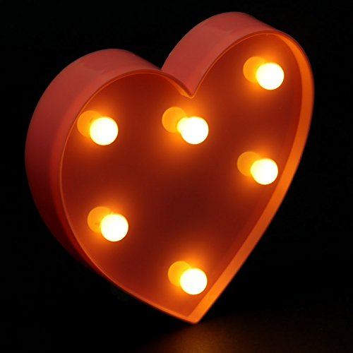 Mezzaluna Gifts Lampada da parete a forma di cuore rosa con luci a LED