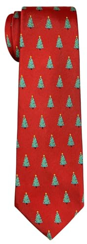 Retreez Corbata de Navidad microfibra de Patrón de Árbol de Navidad para niño 8-10 años - Rojo