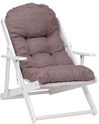 LIBEROSHOPPING.eu - LA TUA CASA IN UN CLIK Fauteuil Relax, inclinable en 3 Positions, Cadre de Jardin Blanc Coussin de transat Super rembourré de Haute qualité (Gris)
