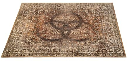 DRUMnBASE Vintage Persian Style Stage Rug, Non Slip Waterproof Rug for Stage or Studio Use to Reduce Vibrations, Amber Bonzo, 6 FT X 5.25 FT