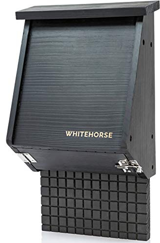 WHITEHORSE Cedar Fledermaushaus - 4-Kammer Fledermauskasten - Langlebig gebaut - Unterstützen Sie Fledermäuse und genießen Sie einen gesünderen Garten mit weniger Mücken (Schwarz)