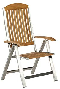 Hochlehner Gartensessel Keros klappbar, Gestell Edelstahl poliert, Sitz- und Rückenteil sowie Armlehnen aus Holz Akaizie, wetterfest