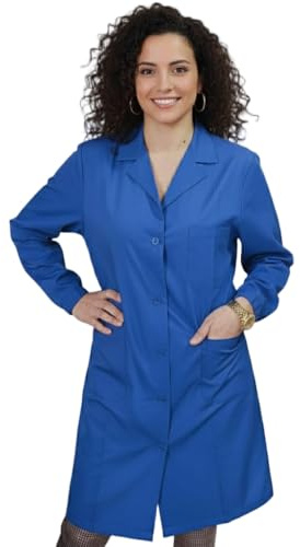 Camici da Lavoro Donna Manica Lunga Imprese di Pulizia Operaia Domestica Cameriera AI Piani Colf (Blu Royal, M)