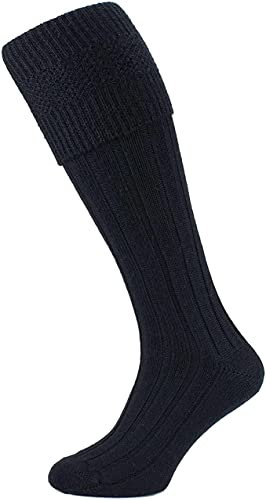 HiFEN® Traditionelle schottische Herren-Socken, Wolle, warm, Kilt, bequem, Freizeit, Hochzeit, Sport, Beinstulpen, Größe 39-45, Schwarz , 6-11