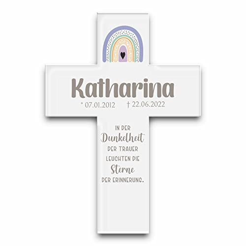 CHRISCK design Personalisiertes Grabkreuz mit vielen verschiedenen Designs - ideal als Andenken oder für den Friedhof - 23x33 cm
