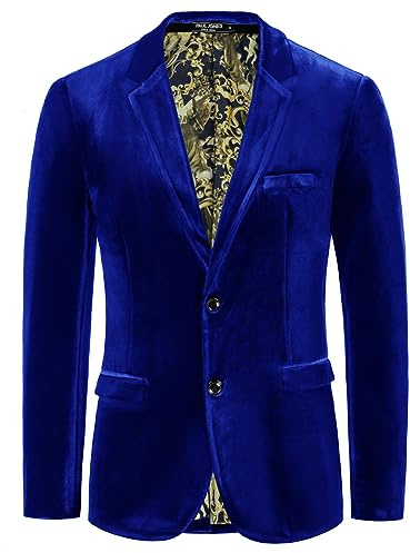 PJ PAUL JONES - Chaqueta de terciopelo para hombre, dos botones, color liso, para cenas, fiestas, bodas