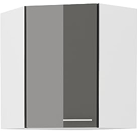 Eckhängeschrank 60x60 Küche Lara Grau Glanz + Weiß matt Küchenzeile Küchenblock