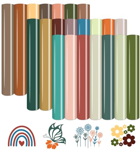 HTVSTD Boho Color Heat Transfer Vinyl -22 Pcs 12 x 10 Spring/Fall Color HTV Netural Tone Iron on Vinyl for T-Shirts DIY