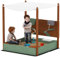 AIYAPLAY Sabbiera con tetto, 116 x 112,5 cm sabbiera in legno Sabbiera con sedile, 2 contenitori, sabbia e giochi d'acqua, secchio con rubinetto per bambini da 3 a 6 anni Verde