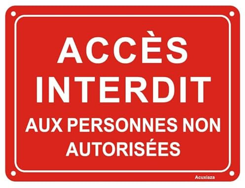 Acuxiaza 2 Pièces Panneau Accès Interdit Aux Personnes Non Autorisées 20x15 cm Aluminium Panneau Propriété Privée Accès Interdit, Protection UV, Imperméable, Facile à Installer
