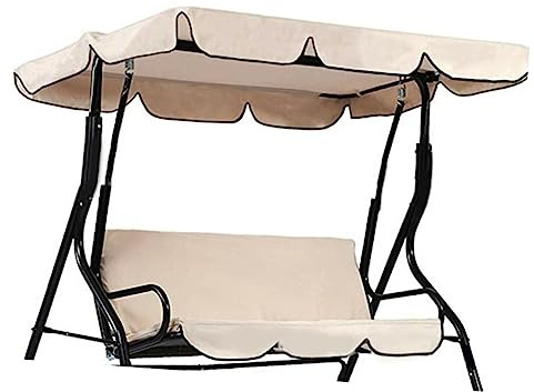 BEBEMOKO Cubierta De Toldo para Columpio Duradera Protección UV para Porche y Jardín Recambio Beige para Asiento Triple