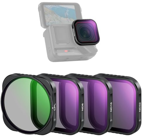 NEEWER 4-pack ND-filterset kompatibel med Insta360 Ace Pro/Ace Pro 2, snap-on flerbelagd HD optiskt glas justerbar CPL + ND8 + ND16 + ND32 linsfilter actionkamera tillbehör, FL-C30