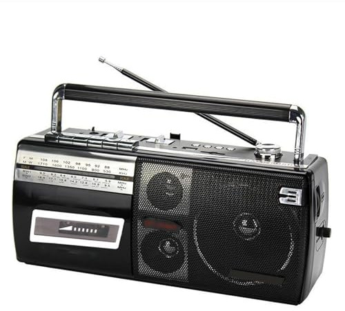 Portatile Boombox Retro,Stereo Classico Stile Anni 80,Radio e Registratore Cassette Retrò,Riproduzione a Nastro/Usb,con Supporto per la Registrazione,per le Feste di Famiglia e per Ascoltare Musica