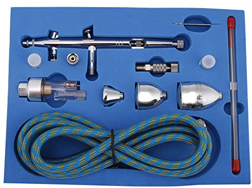 Yechiry Airbrush Set Spray Gun Kit, Air Brush Målningsuppsättning, med 0,2 Mm 0,3 Mm 0,5 Mm Munstycken och 2cc 5cc 13cc Koppar för Bil, Kakmodell, Väggmålning, Smink, Keramik,