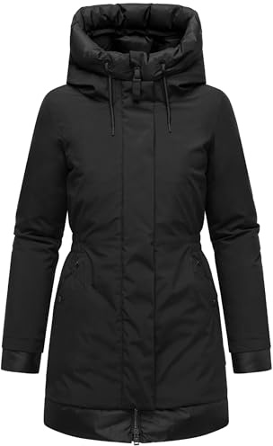Navahoo Damvinterkappa, varm parkas med magnetisk täcklist och justerbar huva, vinterprinsessa, 14 S–3XL, svart, L